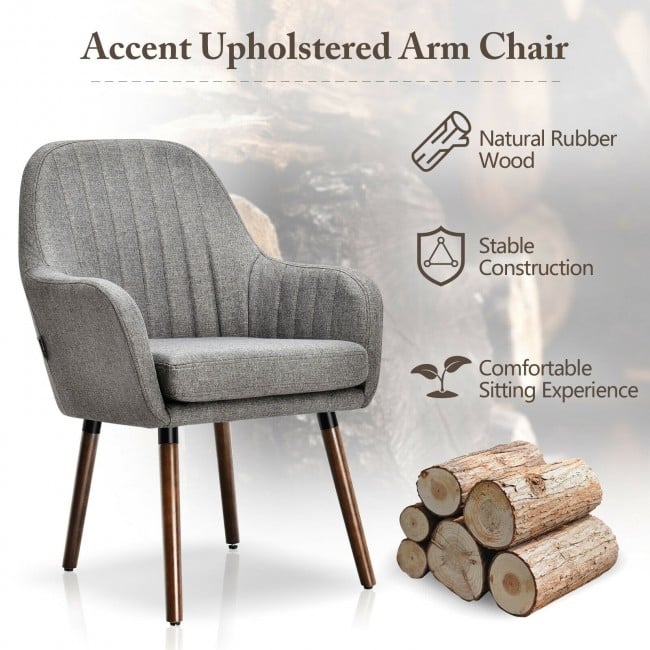 Set of 2 Fabric Upholstered Accent Chairs with Wooden Legs - 24.5" x 25" x 34.5" (L x W x H)