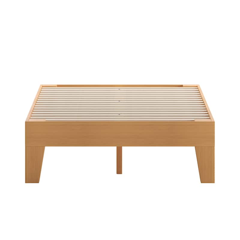 Wood Platform Bed with 14 Wooden Support Slats