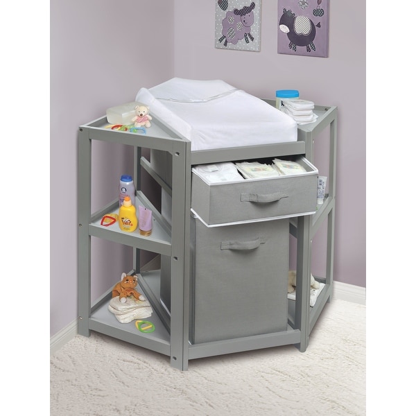 White changing table with on sale hamper
