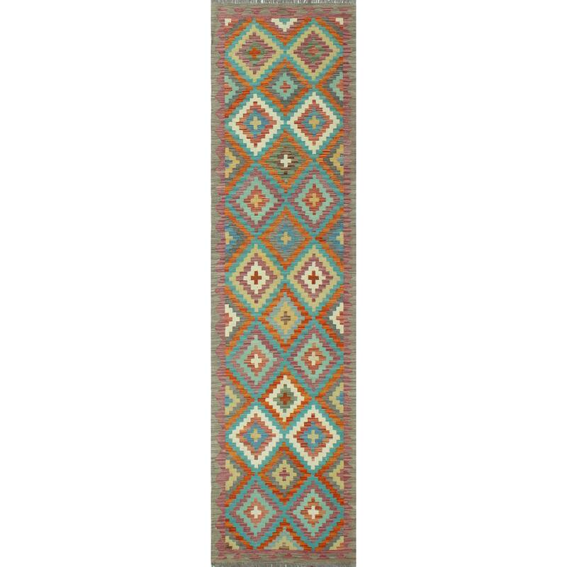 Noori Rug Sangat Flatweave Darlene Rust/Purple Runner - 2'8" x 10'0"