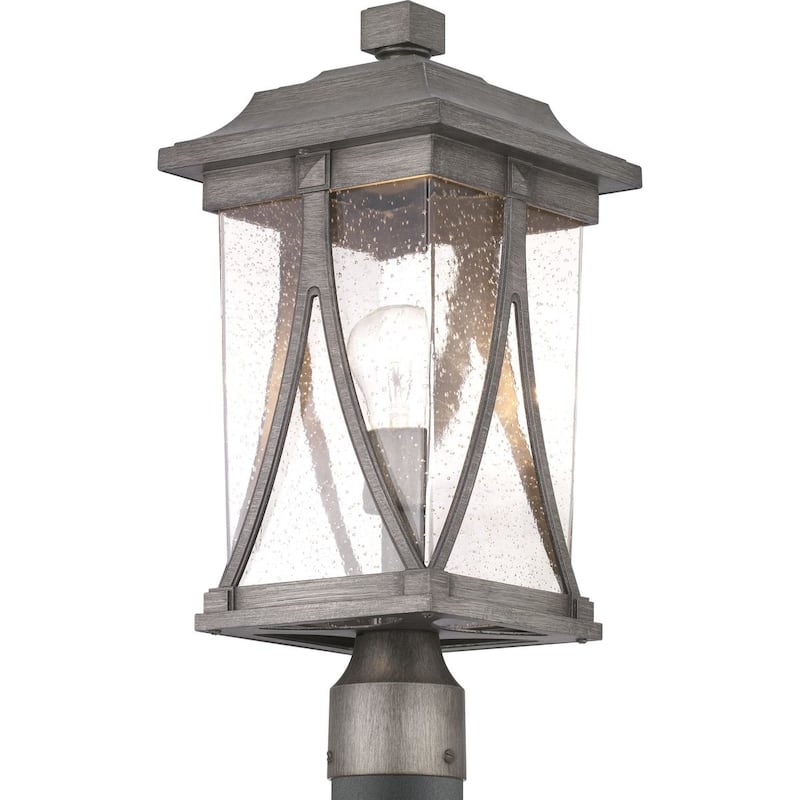 Abbott Collection Aluminum/ Seeded Glass 1-Light Post Lantern - 22.250" x 11.000" x 11.120"
