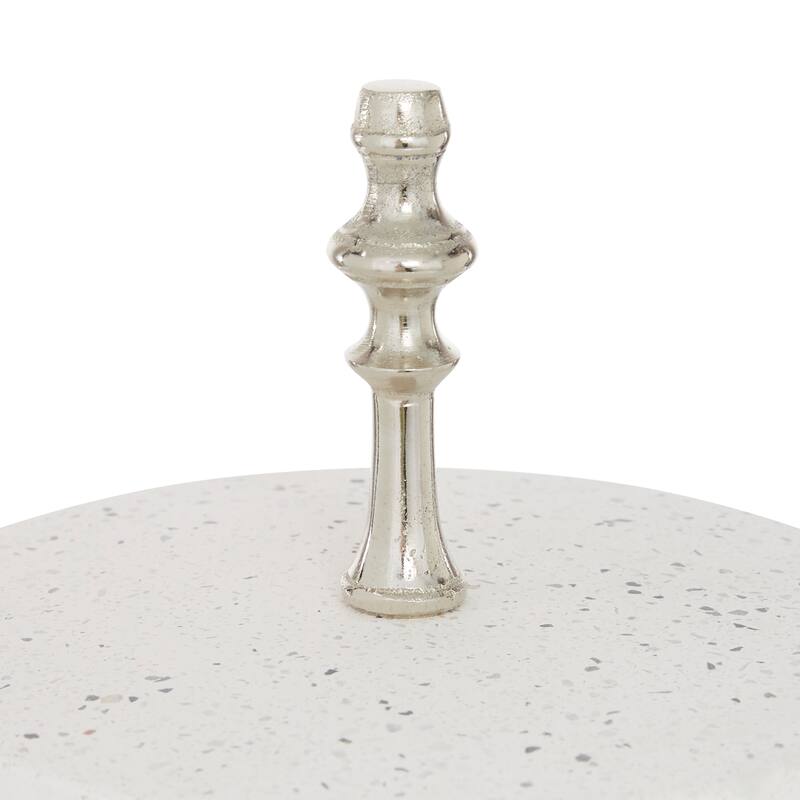 White Stoneware Glam Tiered Server 17 x 14 x 14 - 14 x 14 x 17Round