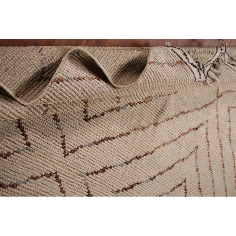 All-Over Geometric Moroccan Oriental Area Rug Hand-Knotted Wool Carpet - 7'0" x 10'5"