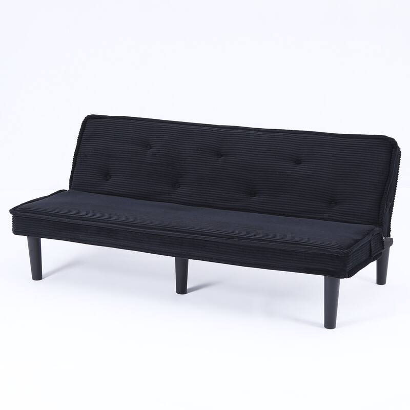 66-inch Black Corduroy Sofa Bed with Simple Design and Comfortable Features