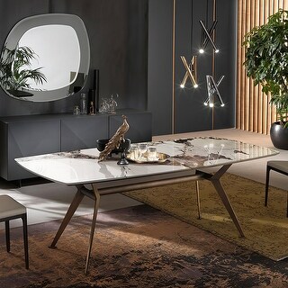 63'' Dining Table Rectangle White Sintered Stone Top - 31.5" W x 63" L ...