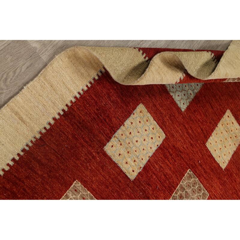 Geometric Modern Gabbeh Kashkoli Oriental Area Rug Wool Handmade - 6'0" x 7'7"