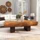 preview thumbnail 10 of 14, Brown Wood Handmade Live Edge T Stand Living Room Coffee Table with Block Legs