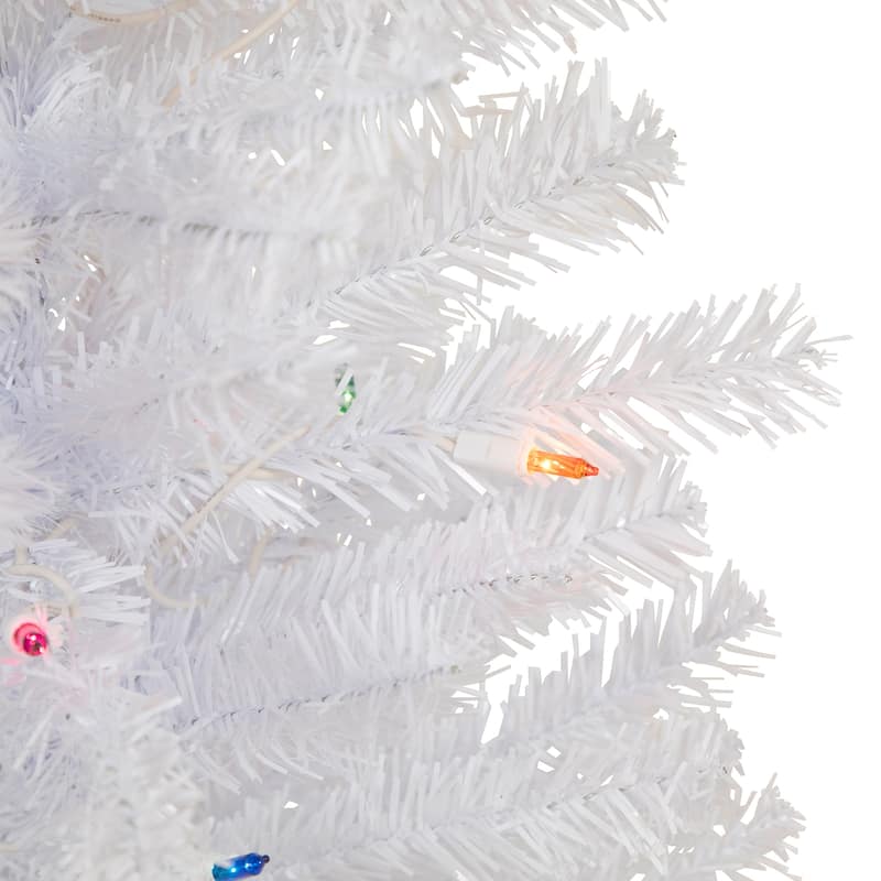 3' Pre-Lit Woodbury White Pine Slim Artificial Christmas Tree Multi Lights