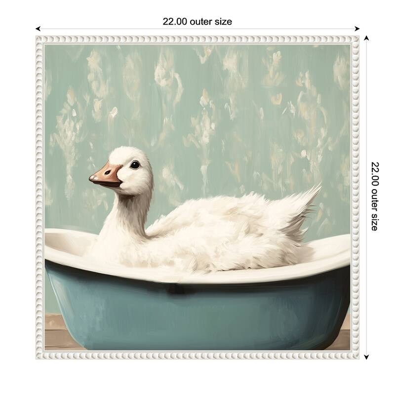 Kate and Laurel Sylvie Country Goose in Light Teal Bathtub Framed Canvas by The Creative Bunch Studio