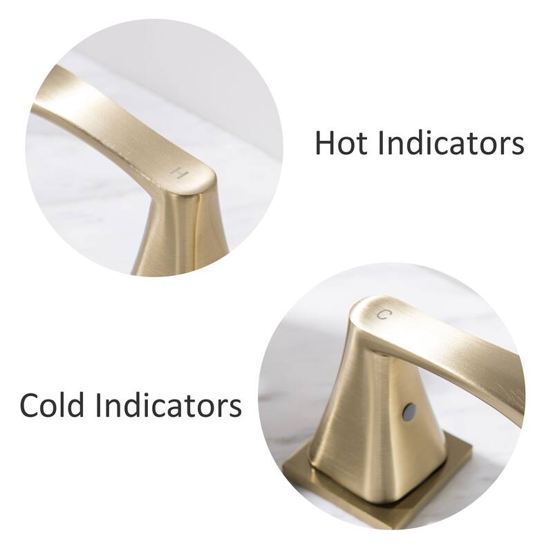 3-Hole Double Handle Deck Mount Widespread Bathroom Faucet - Brushed Gold