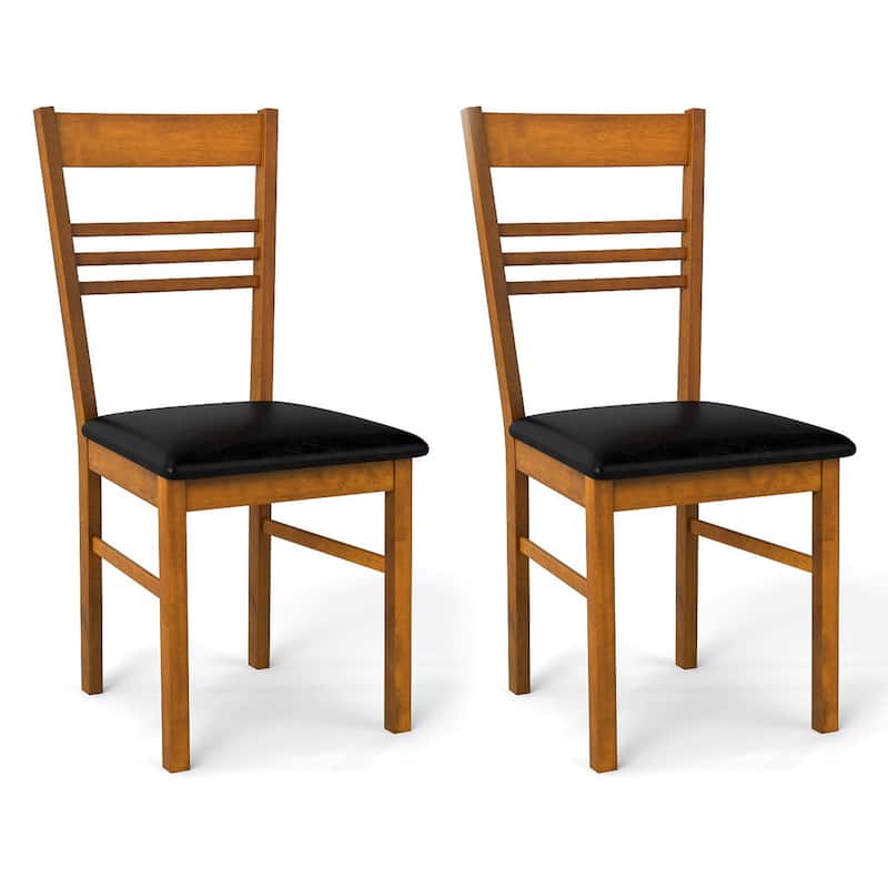 Gymax Wood Dining Chairs Set of 2 w/Rubber Wood Frame Padded Seat & - Brown