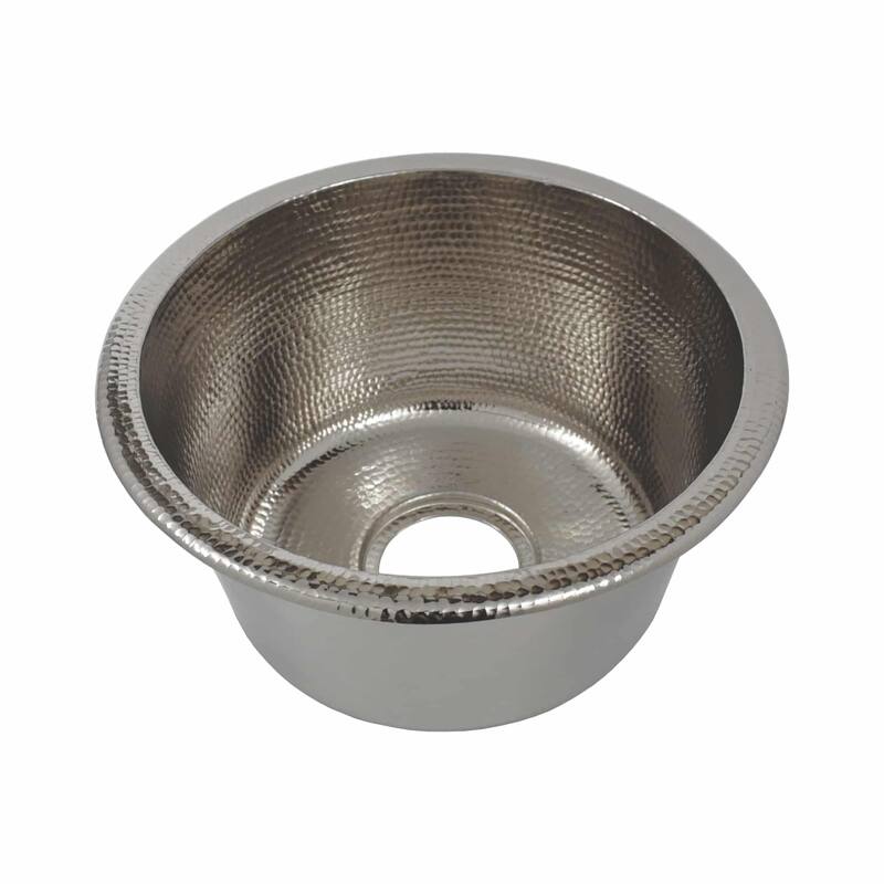 Redondo Chico Hand Hammered Copper Universal Mount Bar Sink - Polished Nickel
