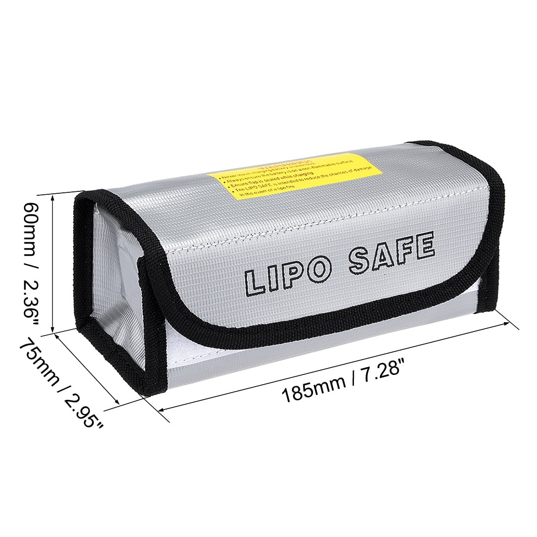 Battery Protection Bag Fireproof Explosionproof 185x75x60mm - Silver Tone