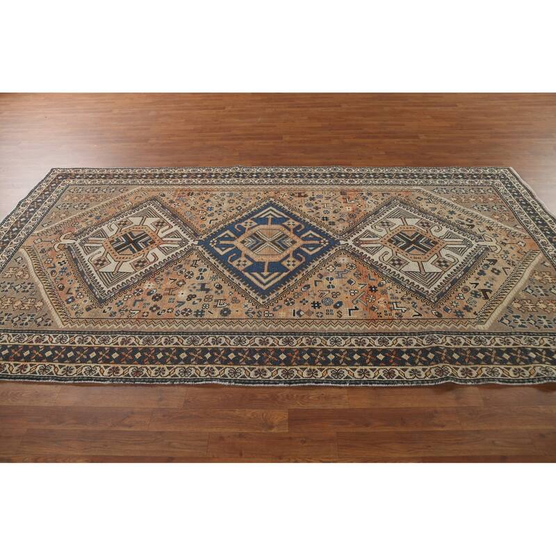 Tribal Animals Bakhtiari Persian Vintage Rug Hand-Knotted Wool Carpet - 5'5" x 9'11"