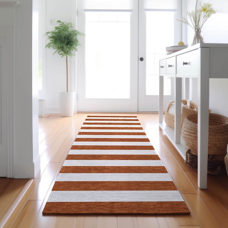 Premium Washable Super Soft Cabana Stripe Mayfield Rug - Paprika - 2' 3" x 7' 6" - Runner