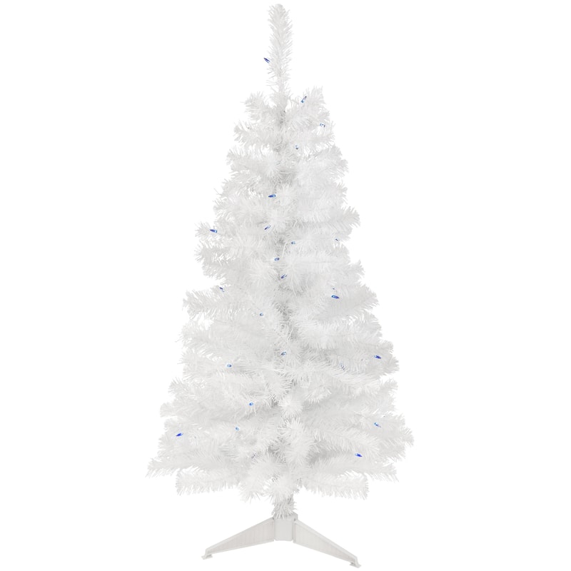 4' Pre-Lit Slim White Pine Artificial Christmas Tree - Blue Lights - 4 Foot