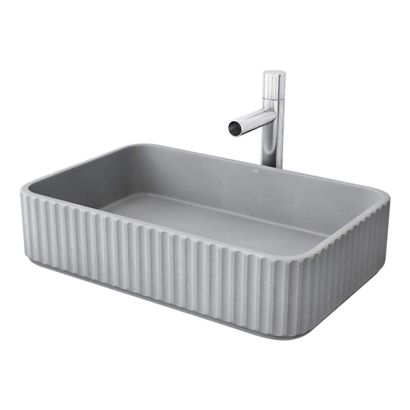 Vigo VGT2098 Windsor 21" Rectangular Concrete Vessel Bathroom Sink