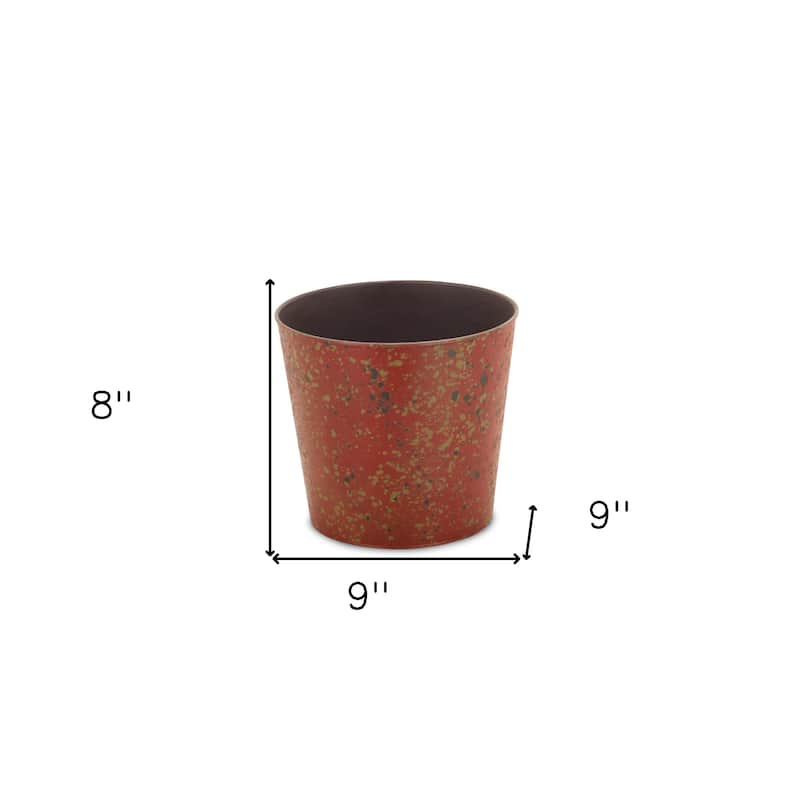 HomeRoots 9" Red Recycled Plastic Indoor Outdoor Round Pot Planter
