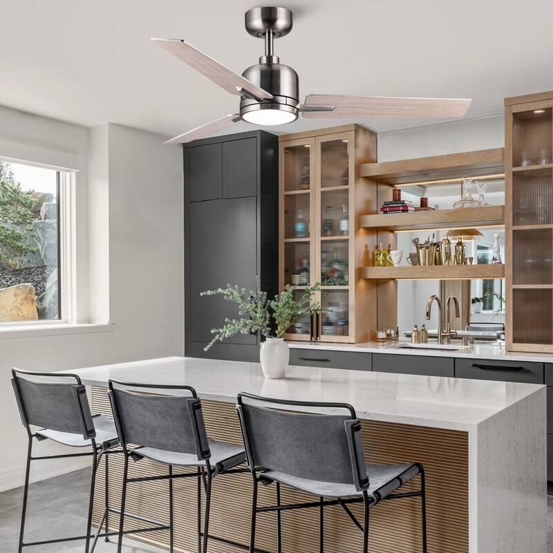 48" Brushed Nickel Profile Ceiling Fan with Light