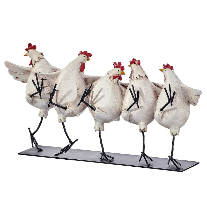 12" Resin And Metal Chicken Chorus Line