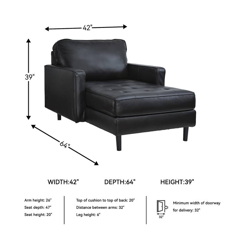 Signature Design by Ashley Bryceview Black Chaise - 42" W x 64" D x 39" H