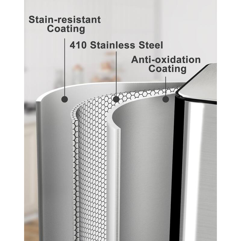 Large Dual Trash Can 2 x 8 Gallons- 60 Liters Stainless Steel Kitchen Double Trash Can