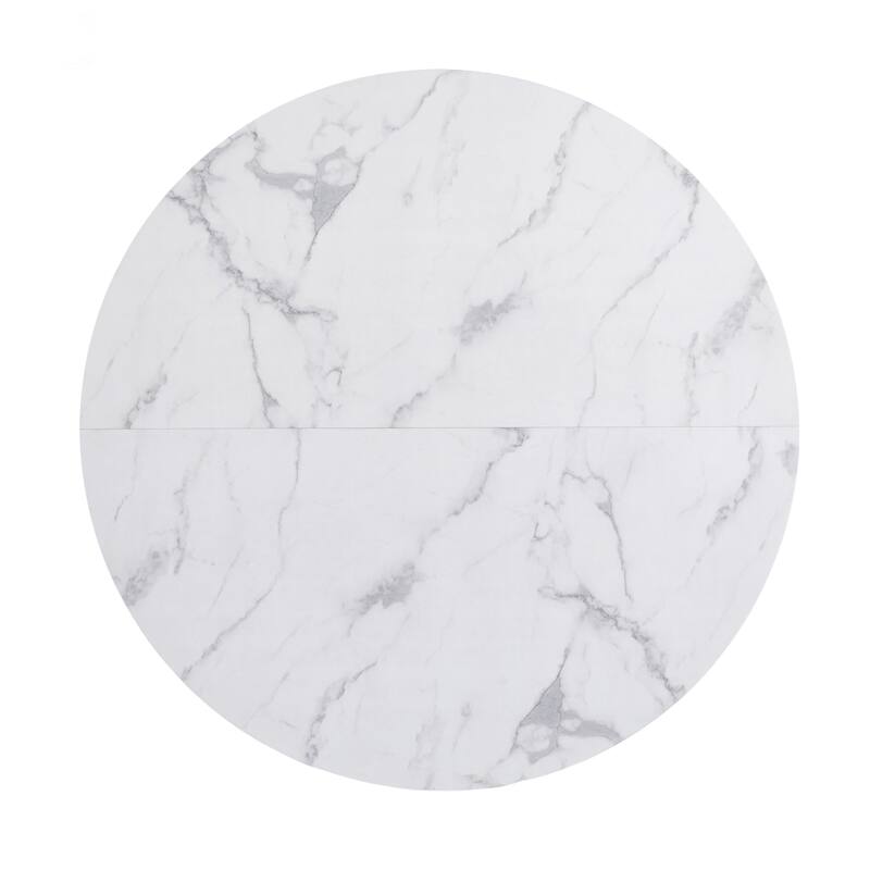 42.1"Tulip Table, Mid-Century Dining Table For 4-6 People - Round MDF Table Top (The Tabletop Consists Of Two Panels)