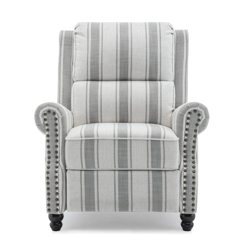 Mid-Century Nailhead PU Leather Linen Recliner