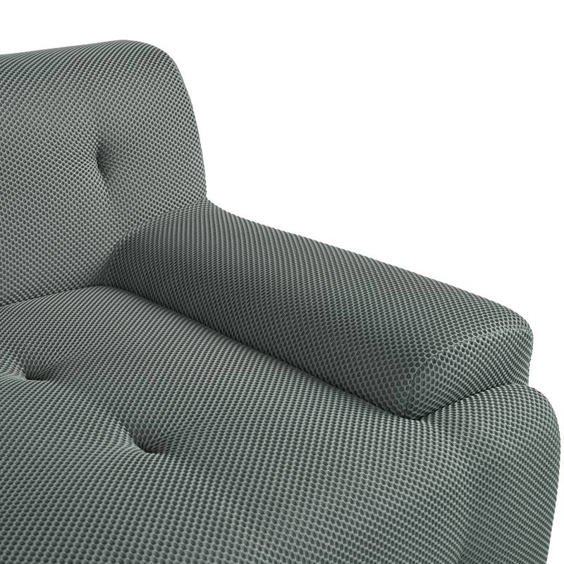 86.2'' Modern Minimalist Style Tufted Design Upholstered 3-Seat Modular Lounge Sofa, Grey, Polyester