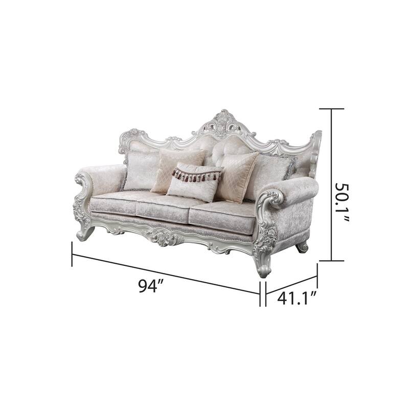 Melrose Traditional Style Sofa Made with Wood & Silver Champagne Finish