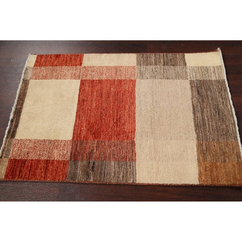 Modern Gabbeh Kashkoli Oriental Area Rug Wool Handmade Foyer Carpet - 2'7" x 3'8"