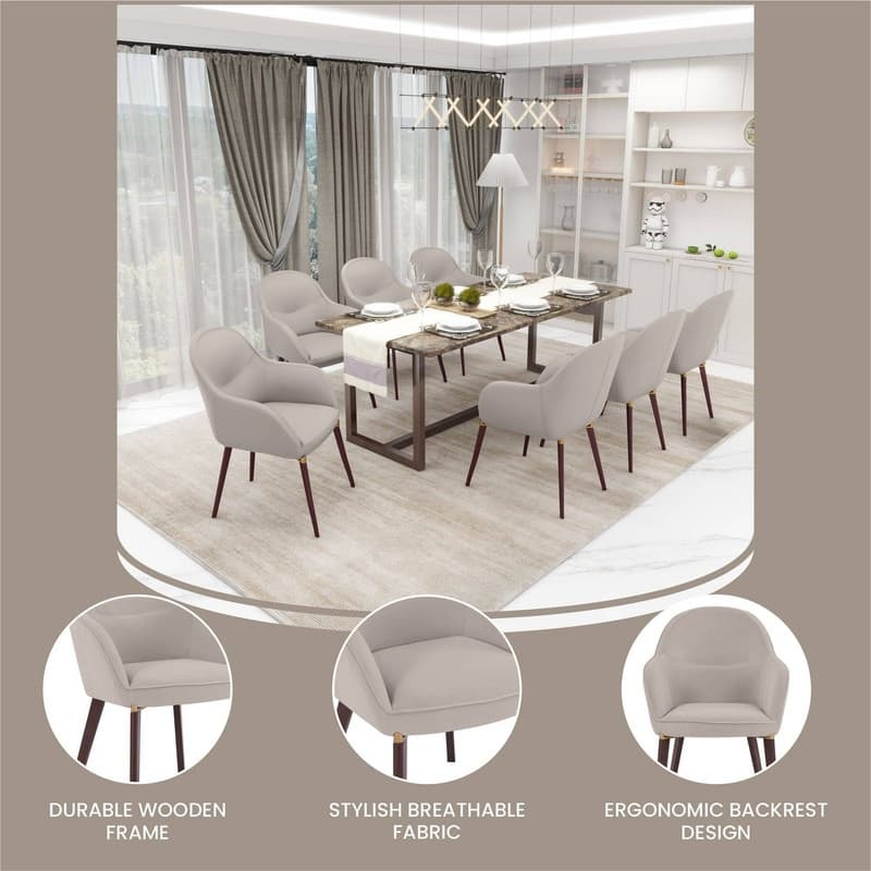 Elias Modern Velvet or Leather Upholstered Barrel Dining Arm Chair with Metal Iron Legs for Living Rooms or Offices (Set of 2)