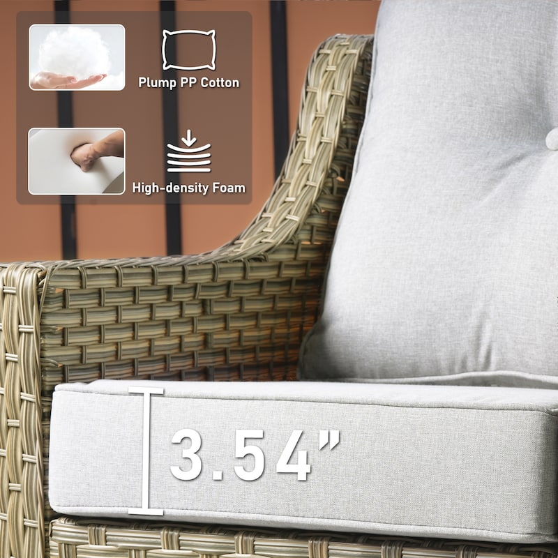 HOOOWOOO 5-piece Wicker Outdoor Furniture Swivel Chairs Set with Fire Pit