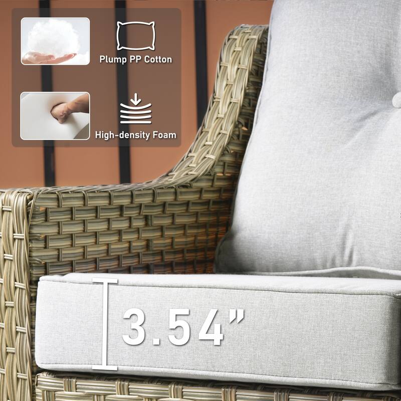 HOOOWOOO 8-piece Wicker Patio Ergonomic Conversation Set with 54" Fire Pit