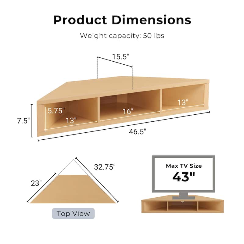 Furniture of America Sukhumi Transitional 47-inch 3-Shelf Wall-Mounted Corner TV Console