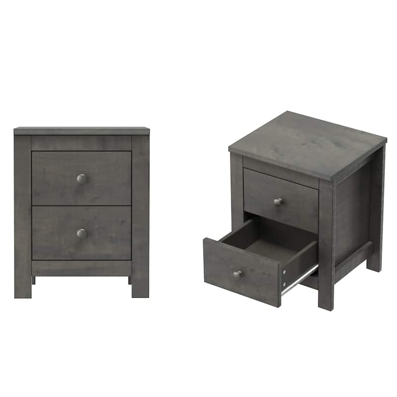 Enhance Bedroom Storage with Farmhouse Wooden Nightstand Set of 2, Retro Design with Spacious Cabinet