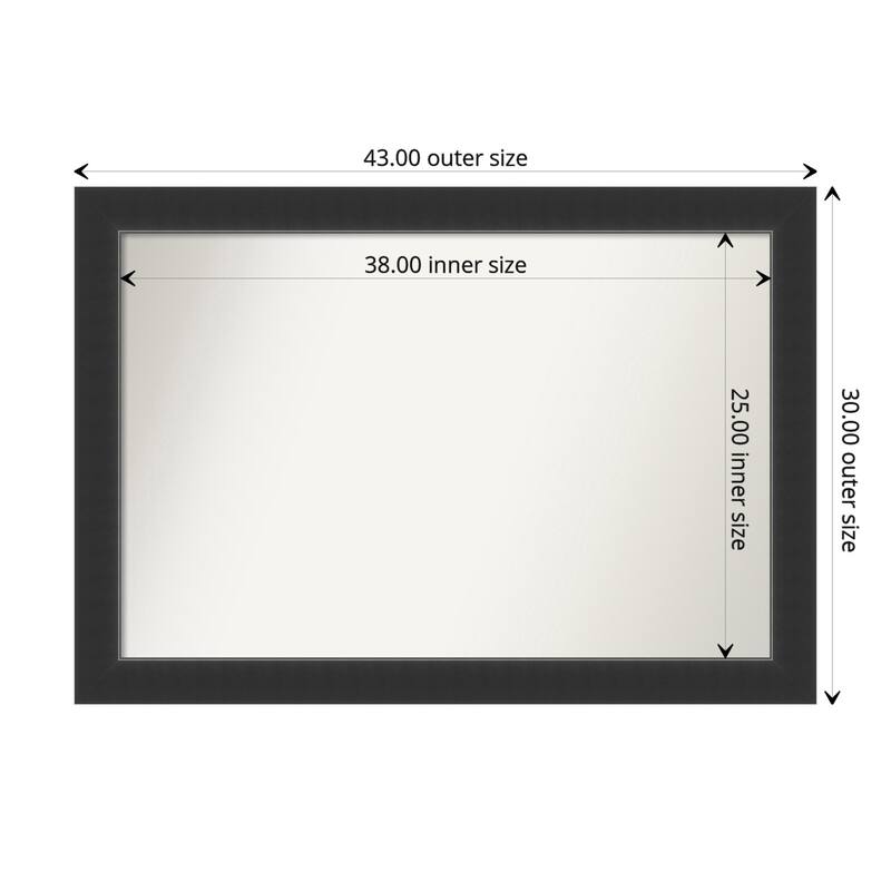 Corvino Black Framed Non-Beveled Custom Wall Mirror, Bathroom Vanity Mirror - Outer Size: 43 x 30