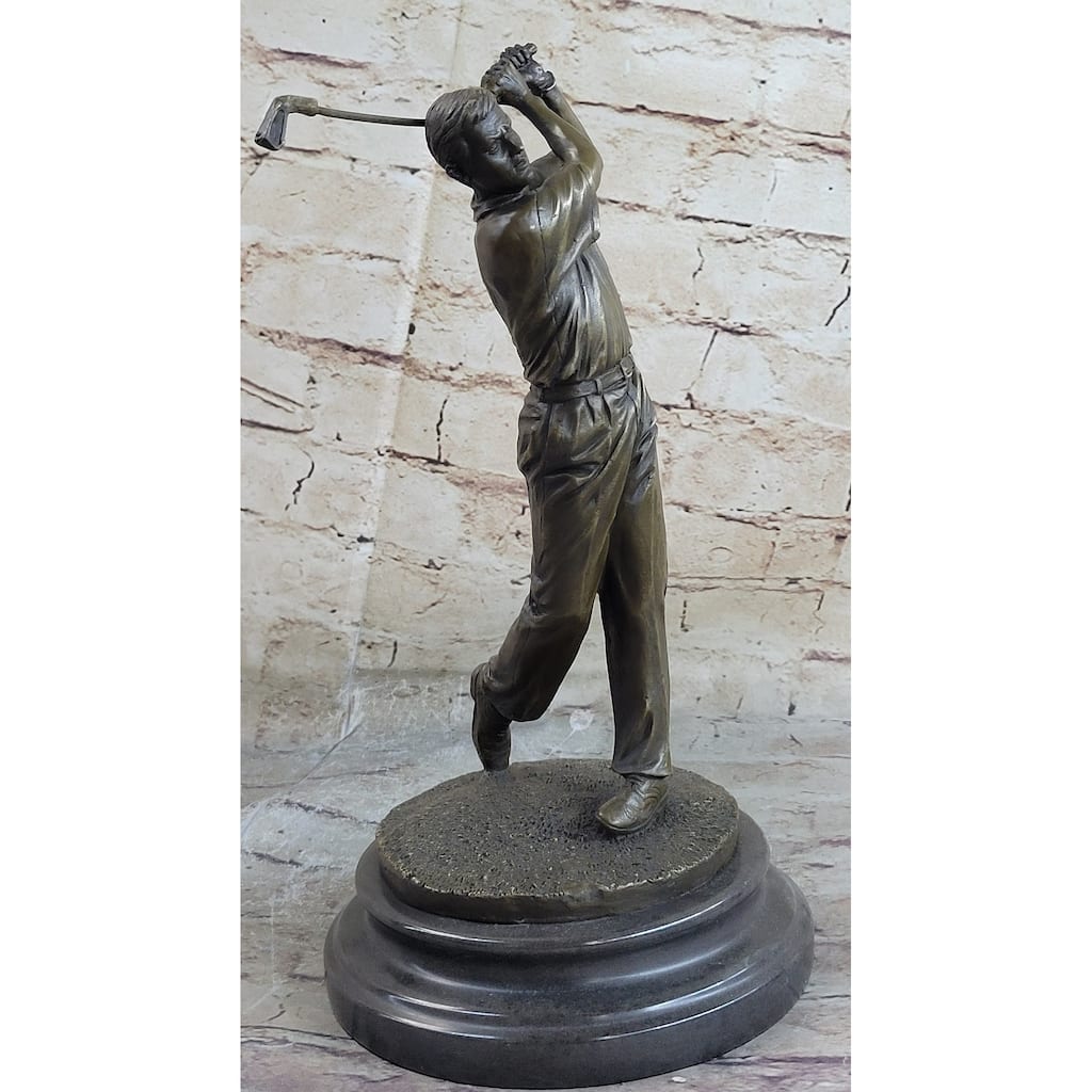 12 Inches Tall Bronze Statue Vintage Golfer Golfing Trophy Bobby Jones Sculpture Sale