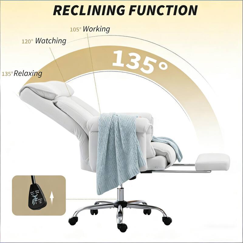 Reclining Desk Chair with Footrest,High Back Office Chair