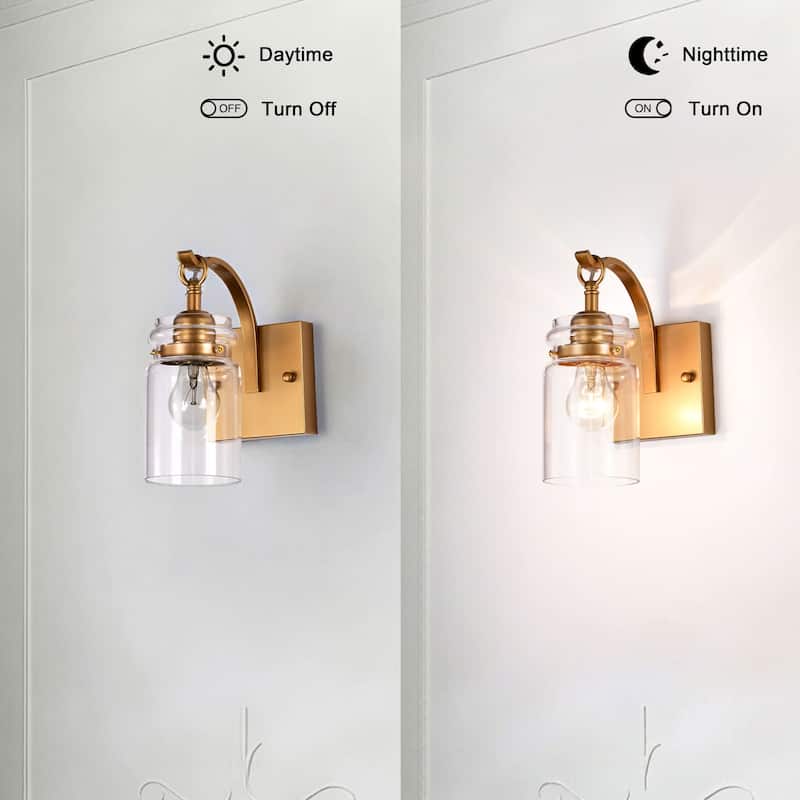 Anastasia Single Light Clear Glass Jar Shade Wall Sconce