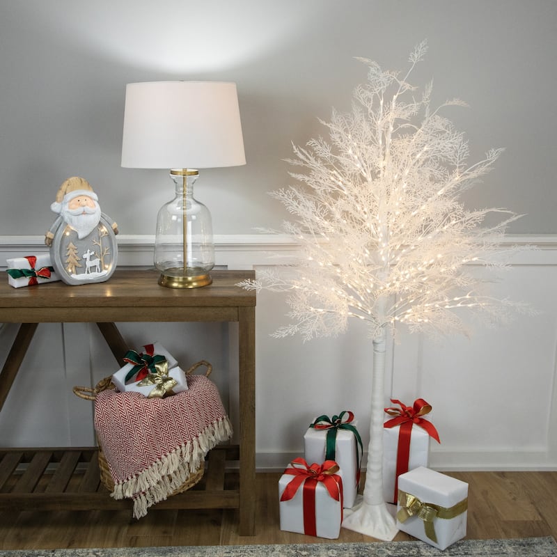 5' LED Lighted White Lace Artificial Christmas Tree Warm White Lights - 5 Foot