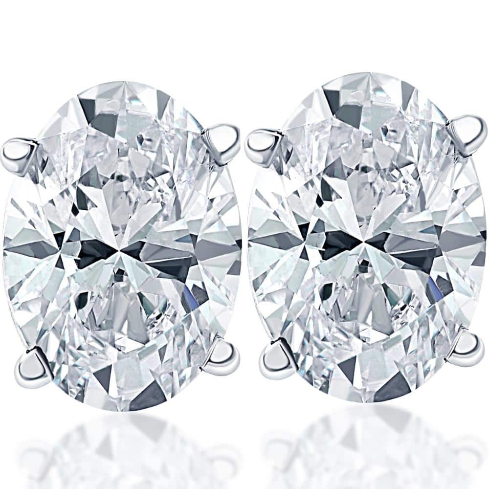 2.37 Ct Lab Grown Oval Diamond Studs White Gold Earrings