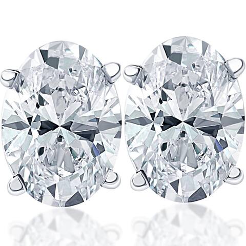 VVS 1.50 Ct Lab Grown Oval Diamond Studs 14k-White Gold Earrings