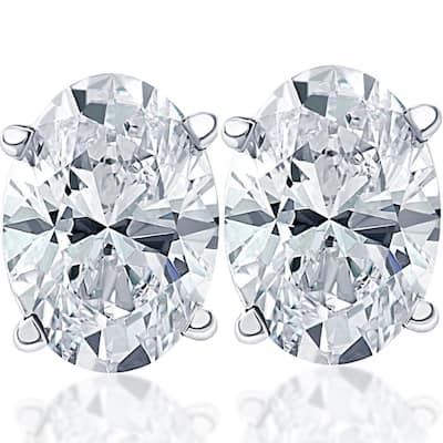 2 Ct Lab Grown Oval Diamond Studs White Gold Earrings