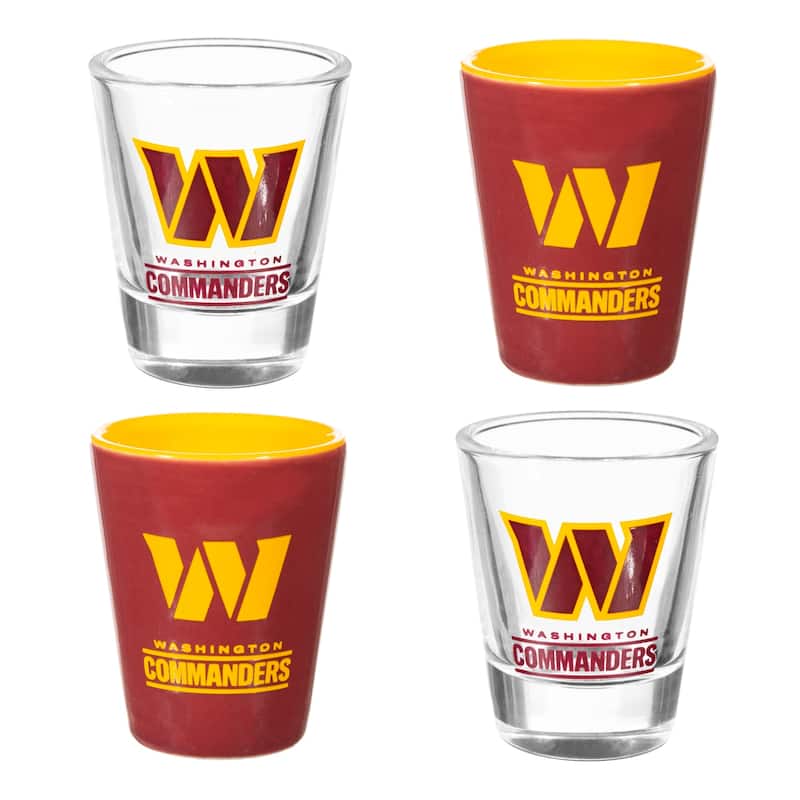 4-Piece Ceramic and Glass 2 oz. Shot Glass Set, Washington Commanders