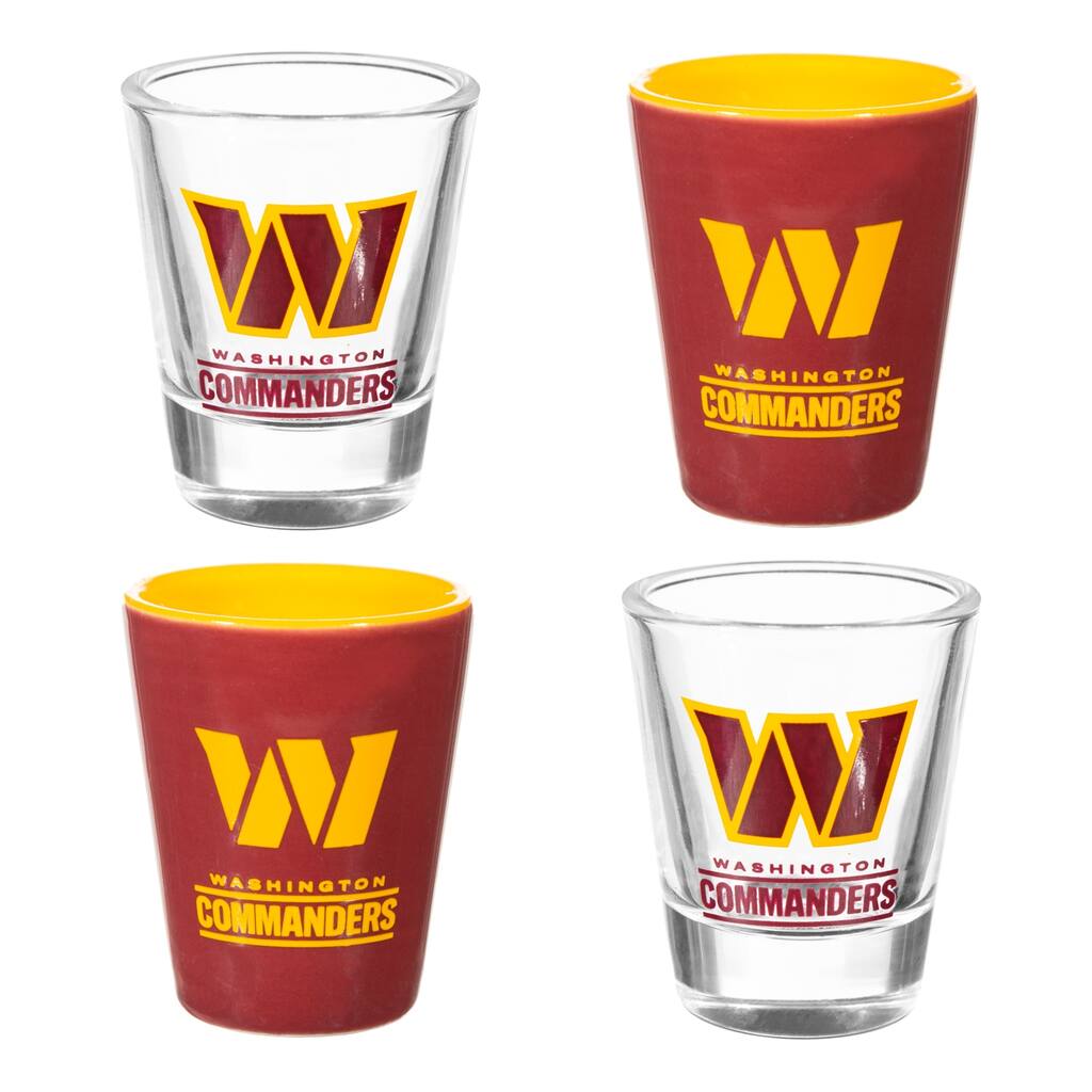 4-Piece Ceramic and Glass 2 oz. Shot Glass Set, Washington Commanders