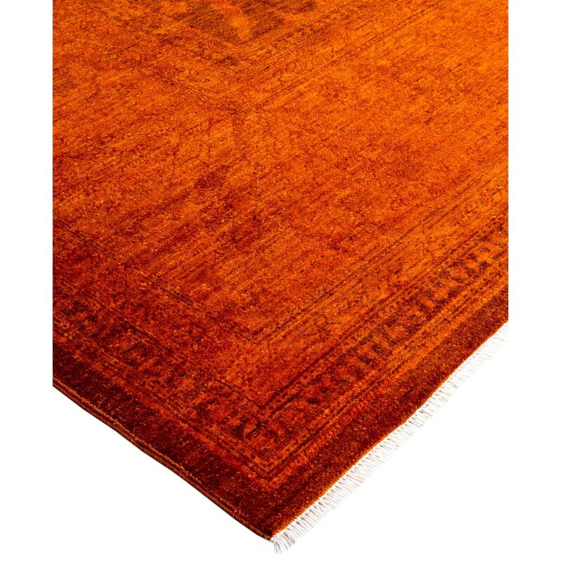 Overdyed One-of-a-Kind Hand-Knotted Area Rug - Orange - 10' 0" x 13' 9"