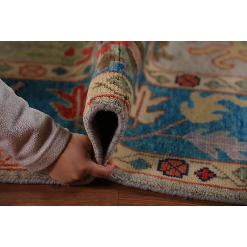 Beige Oushak Oriental Area Rug Hand-Knotted Wool Carpet - 7'10"x 10'0"