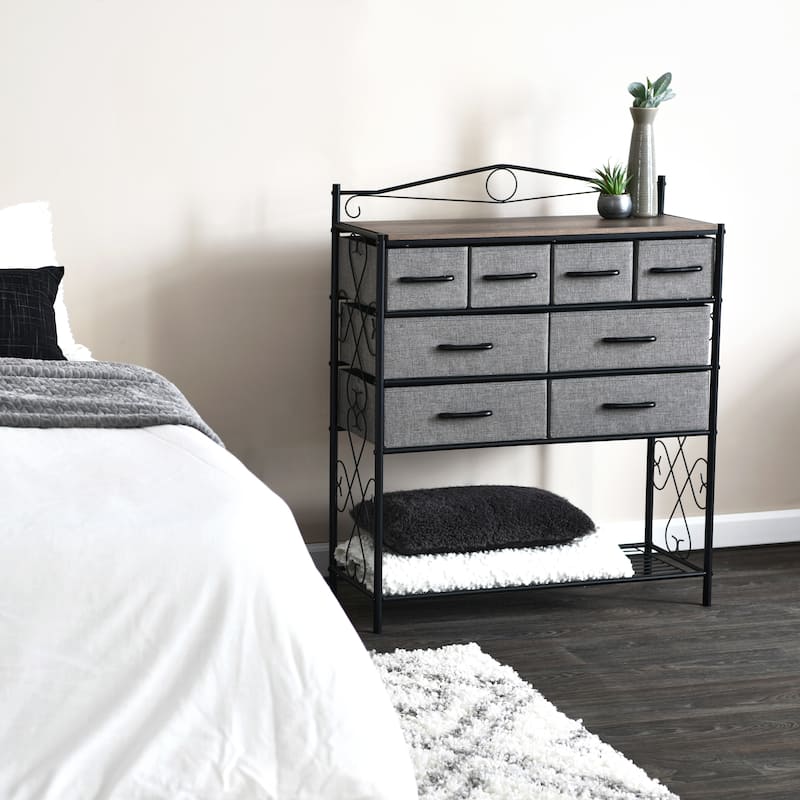 Household Essentials Victoria Dresser Table Storage Organizer with 8 Drawers and Shoe Shelf