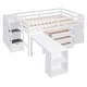preview thumbnail 34 of 43, Full Size Storage Bed All-in-one Wooden Loft Bed with Retractable Writing Desk, Drawers, Storage Stairs and Shelves